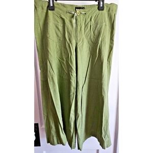 wet seal Women Sz 7 Linen rayon blend‎ wide leg cropped pants low rise